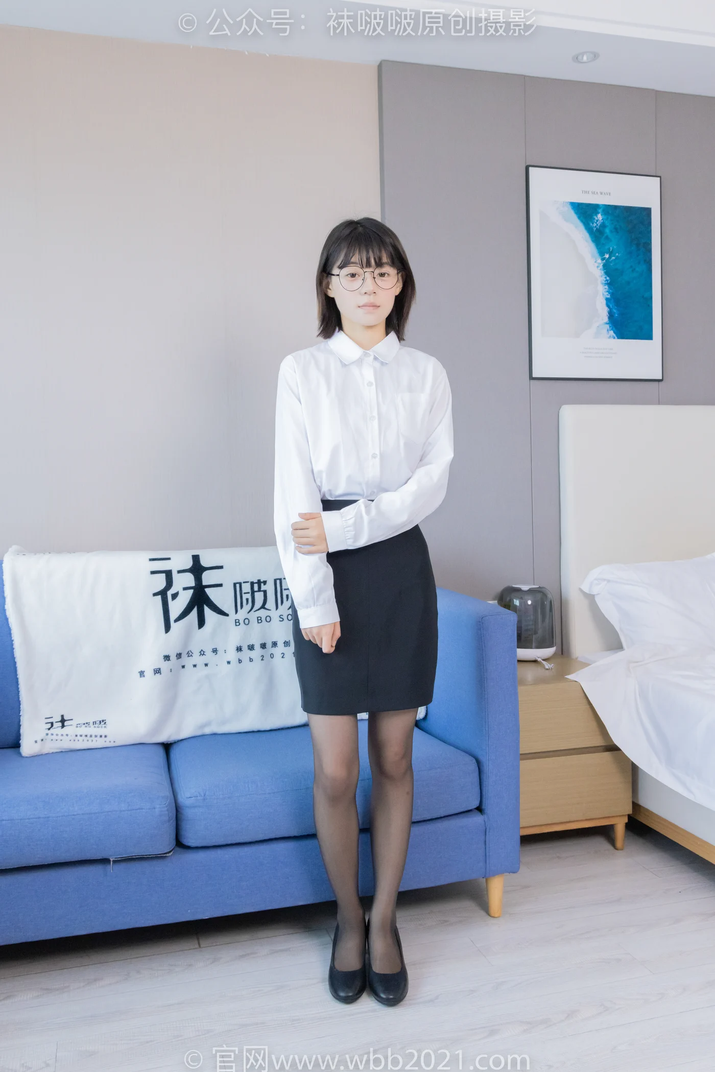 [BoBoSocks袜啵啵] NO.436 糯米-OL制服、两双平底鞋、薄黑丝（脚尖透明款）、厚肉丝（花絮版）